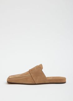 Suede Slip-on Slides For The Beach, Comfortable Suede Slip-on Slides, Brown Stitched Sole Slip-on Slides, Suede Slip-on Slippers With Buckle Closure, Suede Buckle Closure Slip-on Loafers, Shoes Sandals Heels, Tan Suede, New Sneakers, Shoes Outlet