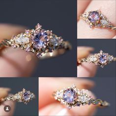 the process of making an engagement ring with diamonds and sapphire stones in gold or silver