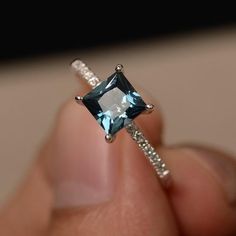 Cushion Cut Wedding Rings, London Blue Topaz Engagement Rings, Wedding Ring Cushion, Topaz Birthstone, Blue Topaz Engagement Ring, Blue Gemstone Rings, Topaz Engagement Ring, London Blue Topaz Ring, Princess Cut Rings