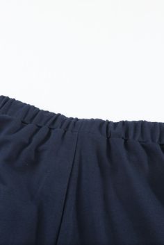 Blue Solid Drawstring Elastic Waist Pants with Pocket Navy Cotton Drawstring Bottoms, Blue Stretch Pants With Drawstring, Stretch Cotton Navy Bottoms, Elastic Stretch Blue Bottoms With Elastic Waistband, Navy Bottoms With Elastic Waistband, Long Pants, Casual Elastic Blue Bottoms, Stretch Navy Cotton Bottoms, Navy Bottoms With Elastic Waistband, Elastic Cotton Blue Bottoms