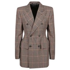 Balenciaga Ladies Outerwear. Fashion category: Coats & Jackets. SKU: 725200TLU139364. Color: Beige/Black. Balenciaga Hourglass Houndstooth Double-Breasted Blazer. This hourglass blazer features wide peak lapels, a check pattern, shoulder pads, a double-breasted button fastening, a fitted waistline, two front flap pockets, long sleeves with buttoned cuffs, and a straight hem. Wool 53%, Polyamide 47%. Hourglass Coat, Hourglass Blazer, Black Balenciaga, Denim Shoes, Breasted Blazer, Just Cavalli, Double Breasted Blazer, Check Pattern, Kenneth Cole