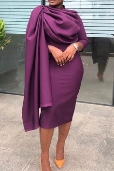 Elegant Ruched Side Draped Dress Side Drape Dress, Best Suits, Metallic Jeans, Classy Dress Outfits, Cardigan Sweater Dress, Royal Blue Dresses, Blazer And Shorts, Compression Leggings, Draped Dress