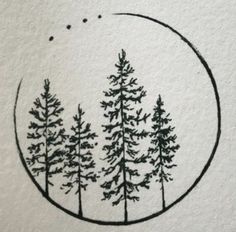 a drawing of some trees in a circle