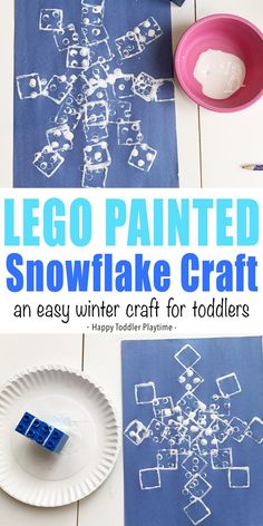 lego painted snowflake craft is an easy winter craft for toddlers