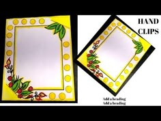 two yellow and black frames with flowers on them