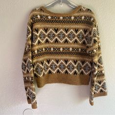 Sam Edelman Dixie Fair Isle Benton Sweater Size: Medium Details: New With Tags Casual Brown Top With Fair Isle Pattern, Brown Crew Neck Top With Fair Isle Pattern, Fair Isle, Sam Edelman, Sweater Sizes, Scoop Neck, Sweaters For Women, Size Medium, Tags