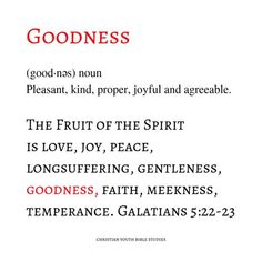 an image of godness with the words goodness and grace written in red on white paper