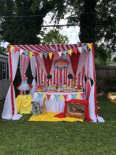 a circus themed birthday party in the backyard