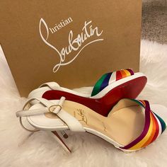 Authentic Nebraska Ankle Strap Rainbow Pumps Size 40.5 !! Please Note : - These Have Been Gently Worn, Price Will Reflect! - Free Shipping - Comes With Dust Bag Along With Paperwork Of Purchase #Pumps #Blackfridaysales #Sales #Christianlouboutin #Cybersales Louis Vuitton Red Bottom Shoes, Red Bottom Pumps, Red High Heels & Wedges, Vibrant Multicolor High Heels, Red Stacked Heel Ankle-high Heels, Designer Red High-heel Slingback Pumps, Christian Louboutin Heels & Wedges, Red Bottom, Red Bottoms