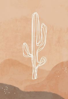 a drawing of a cactus in the desert