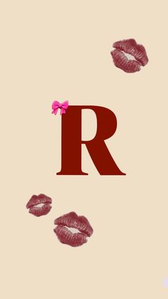 the letter r is surrounded by lipstick kisses