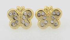 This Cute , Lovely 14K Butterfly with Stone Stud Post Earrings are made from high-quality 14K Gold and its the perfect gift for Little Girl or anyone of any age and excellent for everyday wear. Item Specifications: Metal Type: 14K Gold ShapeButterfly with CZs Fastening: Screw Back Style: Stud Post Height:8mm (approx. 1/3 inch) Width:10mm (approx. 3/8 inch) Earrings Puff Pad size:1 inch x 1 inch (25mm x 25mm) The screw backs are really good for kids and adults because its hard to lose the earring Diamond Clip-on Earrings For Gift, Clip-on Yellow Gold Diamond Earrings For Gift, Clip-on Yellow Gold Diamond Earrings As Gift, Gift Yellow Gold Clip-on Diamond Earrings, Yellow Gold Clip-on Diamond Earrings For Gift, Yellow Gold Clip-on Diamond Earrings As Gift, Diamond Clip-on Earrings As Gift, Diamond Clip-on Jewelry For Gift, Clip-on Diamond Earrings As A Gift