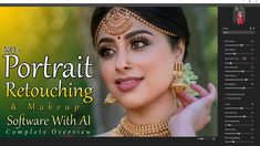 a woman with makeup and jewelry in front of an advertise for portrait retouing