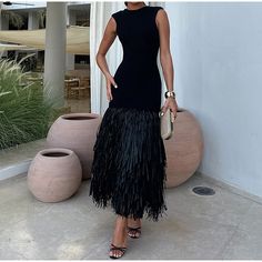 Shipping: Worldwide Express Shipping AvailableDelivery time: 7-15Days Fast ShippingReturns: Fast refund, 100% Money Back Guarantee. Black Dress Classy, Black Dresses Classy, Dress Classy, Tassels Fashion, Chic Party, Dress 2024, Fringe Dress, American Fashion, 2024 Fashion