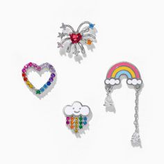 Trendy Jewelry For Pride Gifts, Trendy Rainbow Jewelry For Pride, Kawaii Multicolor Party Jewelry, Rainbow Kawaii Jewelry For Gift, Cute Rainbow Jewelry For Pierced Ears, Fun Rainbow Jewelry For Pierced Ears, Playful Rainbow Earrings, Fun Rainbow Earrings, Jewellery Sketches