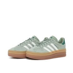 (WMNS) adidas Gazelle Bold 'Silver Green Gum' ID6998 Converse Every Color, Neutral Shoes Aesthetic, Green Hoka Shoes, Cute Sneakers For Women Fashion, Cute Womans Shoes, Adidas Samba Colorful, Aesthetic Sneakers For Women, Gazzeleadidas Outfit, Addidas Outfits Women