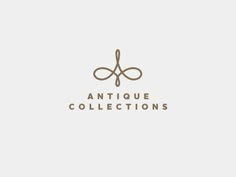 the logo for antique collections is shown in brown and beige colors on a white background