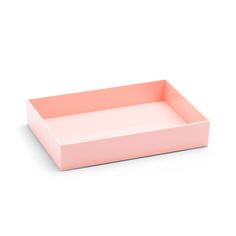 a pink rectangular tray on a white background with no one in it or someone else