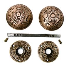 an assortment of decorative knobs and pulls