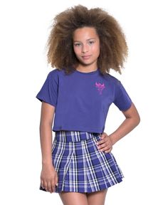 in stock Trendy Crew Neck Top For School, School Spirit Short Sleeve Tops, Trendy Short Sleeve School Tops, Trendy Short Sleeve Tops For School, Purple Short Sleeve T-shirt For School Spirit, Trendy Short Sleeve T-shirt For School, Graphic Tee Crew Neck Top For School, Graphic Tee With Crew Neck For School, Casual Short Sleeve Tops For School