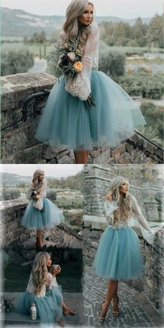 Fairy Tulle Skirt Lace Top Wedding Reception Dress,Short Homecoming Dress,GDC1063 Reception Dress Short, Lace Top Wedding, Prom Dress Cocktail, Blue Dress Short, Afrikaanse Mode, Wedding Reception Dress, Tulle Skirts, Lace Prom Dress