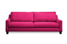 a fuchsia colored couch against a white background