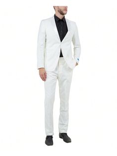 Embrace a sleek and contemporary look for your next formal event with this versatile two-piece tuxedo. The jacket boasts a luxurious satin notch lapel that adds a touch of elegance, while the one-button closure provides a clean and modern silhouette.  This tuxedo incorporates a hybrid fit, catering to a wider range of body types. Sizes 34-40 offer a slimmer skinny fit for a more tailored look, while sizes 42-56 transition to a wider slim fit for a comfortable yet polished appearance. The tuxedo Classic Tuxedo, Work Party, Suit Separates, Casual Work, Everyday Dresses, Men Clothing, Work Casual, Mens Suits, Formal Event