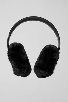 the headphones are made out of black fur