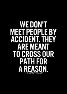 a quote that reads, we don't meet people by accident they are meant to cross our path for a reason