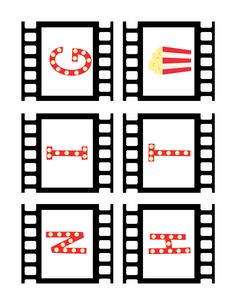 four different types of movie clapsticks with the letters c and f on them