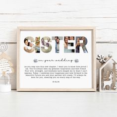 a wooden frame with the words sister on it