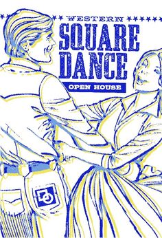 an advertisement for the western square dance with two people holding each other's hands