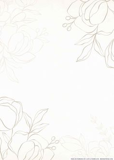 a drawing of flowers and leaves on a white background with space for text or image