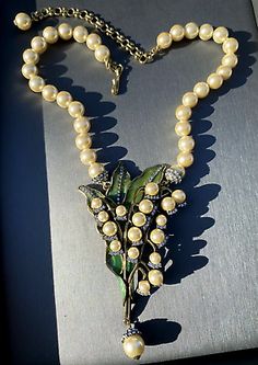 HEIDI DAUS Lily of the Valley Faux Pearls HUGE Enamel Crystal Pendant Necklace | eBay Vintage Handmade Pearl Necklace For Formal Occasions, Handmade Vintage Pearl Necklace For Formal Occasions, Costume Jewelry Pearl Pendant Necklace As Gift, Vintage Pearl Pendant Necklace Gift, Vintage Pearl Pendant Necklace As Gift, Handmade Vintage Pearl Necklace For Gift, Elegant Decorative Necklaces For Gifts, Elegant Decorative Necklace For Gift, Heidi Daus