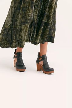 Cedar Clog | Free People Chunky Heel Shoes, Clogs Style, Free People Store, Platform Clogs, Leather Clogs, Womens Clogs, Clogs Shoes, Classic Leather, Boho Clothing