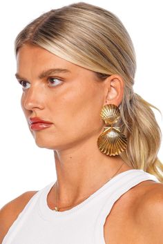 Jennifer Behr Marin Scallop Shell Drop Earrings Scallop Shell, Scallop Shells, Earring Sale, Gold Drop Earrings, Gold Plating, Sea Shells, 18k Gold, Shells, Gold Plate