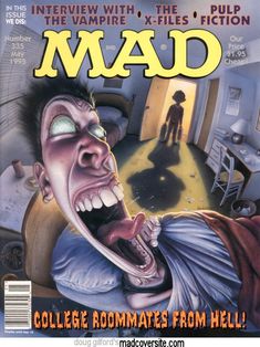 the cover to mad magazine with an image of a man in bed and his mouth open