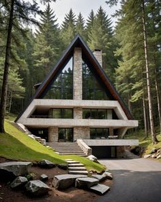 #house Chalet Modern, Building A Wooden House, House In The Forest, Home In The Woods, Eco Buildings, Countryside House, Beautiful House Plans