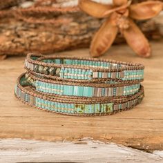 Glass Beaded Wrap Bracelet in Turquoise from Guatemala - Mayan Monolith | NOVICA Mayan Architecture, Mayan Art, Imperial Glass, Beaded Wrap Bracelets, Beaded Wraps, Glass Beaded Bracelets, Guatemala, Blue Glass, Art And Architecture