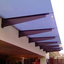 the outside of a house with an awning