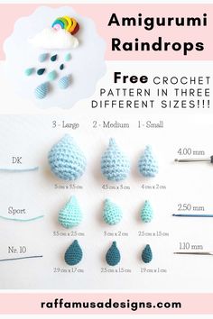 crochet pattern for amigurmi raindrops - free crochet pattern in three different sizes