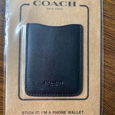 Brand New Leather Phone Sticker Wallet In Original Packaging. Super Handy To Stick To Your Phone Or Phone Case To Hold Id, Credit Cards, Transit/Transportation Cards Handy. Logo Imprinted. Casual Coach Wallets For Everyday Use, Casual Coach Everyday Wallets, Casual Everyday Coach Wallets, Coach Wallets With Cell Phone Pocket For Daily Use, Casual Coach Wallets For Daily Use, Casual Coach Wallet For Daily Use, Classic Coach Card Holder For Travel, Rfid-blocking Coach Card Holder, Classic Coach Card Holder For Everyday Use