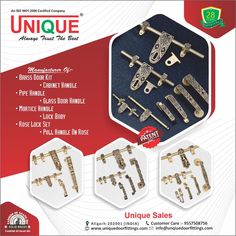 Unique Sales (Aligarh)
Contact: Mr. Yash Agrawal - +91 9557508756

For inquiry via WhatsApp click: https://bit.ly/9557508756

Email: info@uniquedoorfittings.com
Website: www.uniquedoorfittings.com Brass Cabinet Hardware, Brass Door Handles