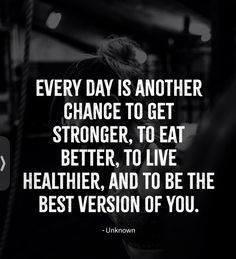 a woman with her head in her hands and the words every day is another chance to get stronger, to eat better, to live healthier, and to be the best version of you