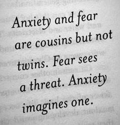 an open book with the words,'i am sorry and fear are cousins but not twins