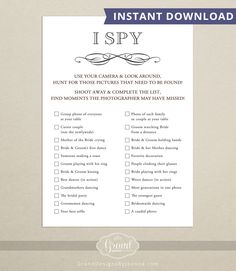 the instant wedding checklist is displayed on a white background