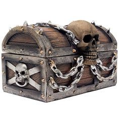 a pirate chest with a skull and crossbones