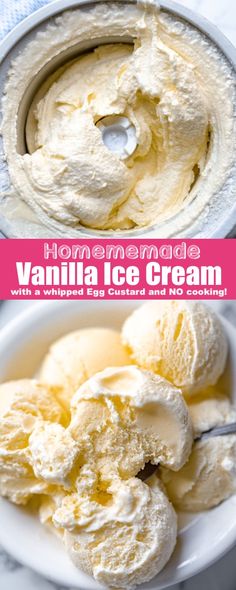 homemade vanilla ice cream in a white bowl