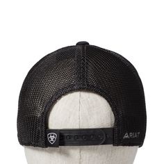 Get all day comfort each time reach for this Ariat cap. It features an offset logo on the brim with contrast stitching and a mesh snap back. Adjustable Flexfit® Technology Ariat logo accent Mesh snap back 63% polyester, 34%, 3% PU spandex | Men's Logo Snapback Cap in Black by Ariat Black Baseball Cap With Mesh Back And Curved Visor, Fitted Black Trucker Hat, Black Fitted Trucker Hat, Black Trucker Hat With Mesh Back And Curved Visor, Black Trucker Hat With Mesh Back, Adjustable Black Nylon Baseball Cap, Black Mesh Trucker Hat With Curved Visor, Black Mesh Visor Trucker Hat, Black Mesh Snapback Hat For Sports