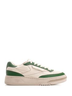 Club C LTD sneakers in cream and vintage green leather from Reebok, with logo engraved on one side of the upper, on the tongue and on the heel, EVA midsole, rubber outsole and front lace closure. Composition: LINING 34% LEATHER LAMB 66% POLYESTER sole 21% ETILENE VINIL ACETATO 79% RUBBER upper shoe 30% POLYURETHANE 70% LEATHER LAMBComposition: Lining, 34% Leather Lamb, 66% Polyester - Reebok Sneakers, Reebok Club C, Vintage Reebok, Club C, Sportswear Brand, Gorgeous Bags, Stone Island, Pump Sandals, Green Leather